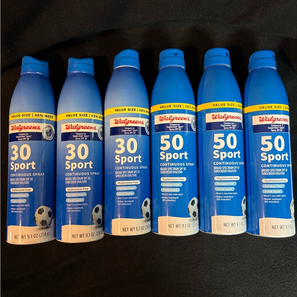 Sunscreen 6 pack Sport 50 and 30 spf